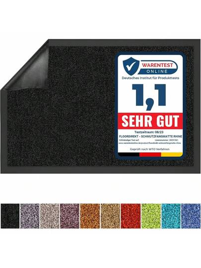 Floordirekt Rhine Dirt Trapper Doormat, Washable Heavy Duty Doormat Non Slip Backing, Entrance Areas Black, 90 Cm 120 view 8