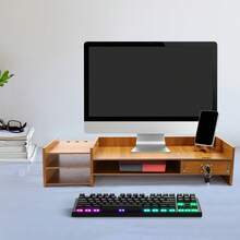 Soporte de madera para monitor, 2 niveles, con cajón, altura ergonómica, ideal para ordenador portátil y escritorio, ideal para el hogar y la oficina. - Color de la madera - Ver 6