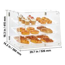 Pastry Display Case, 3-Tier Commercial Countertop Bakery Display Case, Acrylic Display Box With Rear Door Access & Removable Shelves, Keep Fresh For Donut Bagels Cake Cookie - 無色 - 查看 10