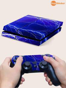 3片/套 冰蓝、红色和金色大理石纹科幻霓虹灯图案贴膜，兼容游戏机，防刮擦、耐用、无气泡、易于粘贴、防水耐磨PVC材质 - 彩色 - 查看 3