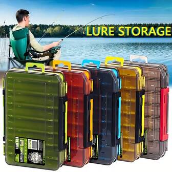 1 st dubbelsidig fiskeutrustningslåda, design med flera fack - Vattentätt och hållbart PP-material, perfekt för förvaring av beten, krokar och tillbehör - Användning året runt | Delad förvaring | spärr, beteslåda, kroklåda, förvaringslåda för fiskeutrustning