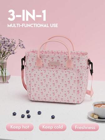 1 pieza Bolsa de almuerzo grande con capacidad, bolsa de almuerzo aislada portátil, bolsa de almacenamiento de alimentos, bolso de mano para almuerzo impermeable y a prueba de fugas multifuncional con cremallera y correa de hombro ajustable, reutilizable, adecuada para oficina, escuela, picnic, playa, campamento, viaje y talla grande, opción ideal para excursiones escolares