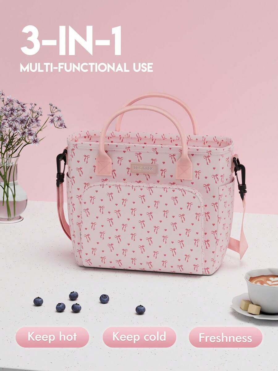 1个大容量午餐手提袋，便携式保温午餐袋，食品收纳袋，多功能防水防漏成人午餐手提包，带拉链和可调节肩带，可重复使用，适用于办公室、学校、野餐、海滩、露营、旅行等场合，是学校旅行的理想选择。