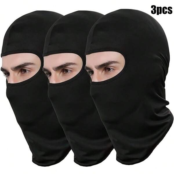 3/2pcs Super Comfortable Balaclava Face Mask - Breathable 4-Way Stretch Technology, Suitable For Running, Cycling, Skiing | Lightweight Design | Black Performance Mask For All Seasons