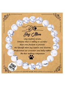 1Pc Cute Bracelets Dog Mom With Gift Card, Adorable Engraving Gift For Dog Lovers, Celebrations Dog Lover Birthday, Thanks You Gift, Durable Elastic Design, Ideal For Any Occasion