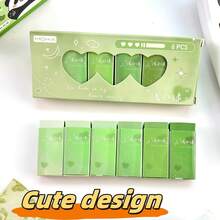 6 件装绿色美观橡皮擦，耐用干净，无划痕高品质铅笔橡皮擦，温和不伤纸，适用于课堂批改、修改、文具，可用作家庭和学校的礼物