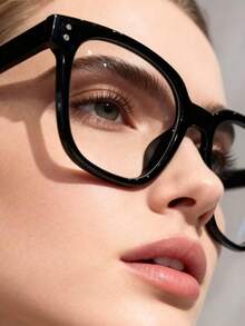 3副男女通用方形大框百搭学院风无度数眼镜，修饰脸型 - 黑/白/灰 - 查看 3