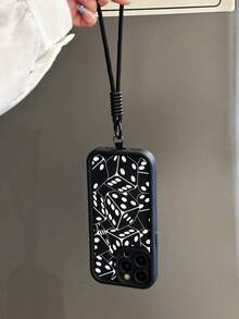 1pc Dice Full Coverage Design Protective Phone Case With Durable Lanyard, Waterproof, Dustproof, Shockproof TPU Silicone Cover Compatible With Iphone 17 Pro Max/17 Pro/17/16 Pro Max/16 Pro/16/15 Pro Max/15 Pro/15/14/13/12/11 Series, Compatible. Best Gift For Yourself, Parents, Friends And Loved Ones - Black - View 6