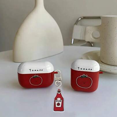 Tomaten-Stil Schutzhülle kompatibel mit Apple kabellose Ohrhörer, kratzfeste und stoßfeste Abdeckung