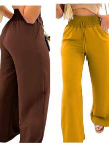 Simple Polyester Daily Pocket - بني + خردل - مشاهدة 2