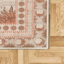Retro Mid Century Abstract Pattern Rug On Ivory Background, Dark Orange And Reseda Green, 4' X 5' 5", Ideal For Bedroom, Dorm And Living Room - Burnt Sienna - View 2