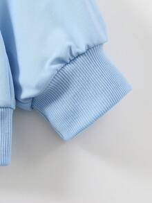 1PC Teen Girl Fresh & Sweet Flower Print Sweatshirt, Soft & Comfortable, Spring & Autumn Daily Casual Wear - Blue - View 5