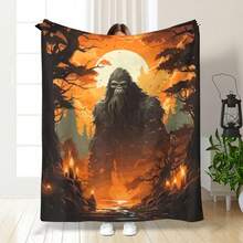 Deep Forest Theme, Bigfoot And Forest, Elk, Bear Patterns,Super Soft Flannel Printed  Blanket,As Birthday Gifts, Family, Wedding, Souvenir Blankets, Polyester Blankets Suitable For All Seasons, Washable, Machine Washable, Lightweight, Breathable, Comfortable, Warm, Unique, 280gsm For Him, Her Personalized Ideal Gifts For Her, Him, Family, Boyfriend, Girlfriend, Father, Family, Mother, Lover, Daughter, Son, Grandfather, Grandmother, Friend, Classmate, Pet.    Perfect Nap, Camping, Travel, Home, Daily Life, Office Decoration, Birthday, Anniversary, Valentine's Day, Thanksgiving, Christmas, Halloween, Mother's Day, Father's Day, Wedding, New Year Gifts ,Sofa,Bed,Car,Bedroom,Living Room,Office,  Outdoor Camping, Beach,Wall Decoration - 多色8 - 查看 1