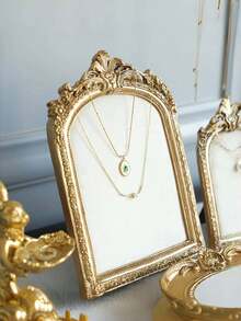 حامل عرض مجوهرات على الطراز الباروكي القديم من الراتنج، حامل قلادات وأقراط على سطح المكتب مع ظهر مخملي. خزانة عرض مجوهرات ديكورية مستطيلة، لا تحتاج إلى كهرباء. مناسب لديكور المنزل والغرفة والمكتب والمدرسة. - متعدد الألوان - مشاهدة 12