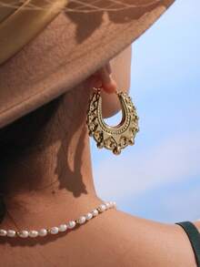 2PC18KGoldplatedStainless Steel Smooth Ear Rings - Earrings - View 11