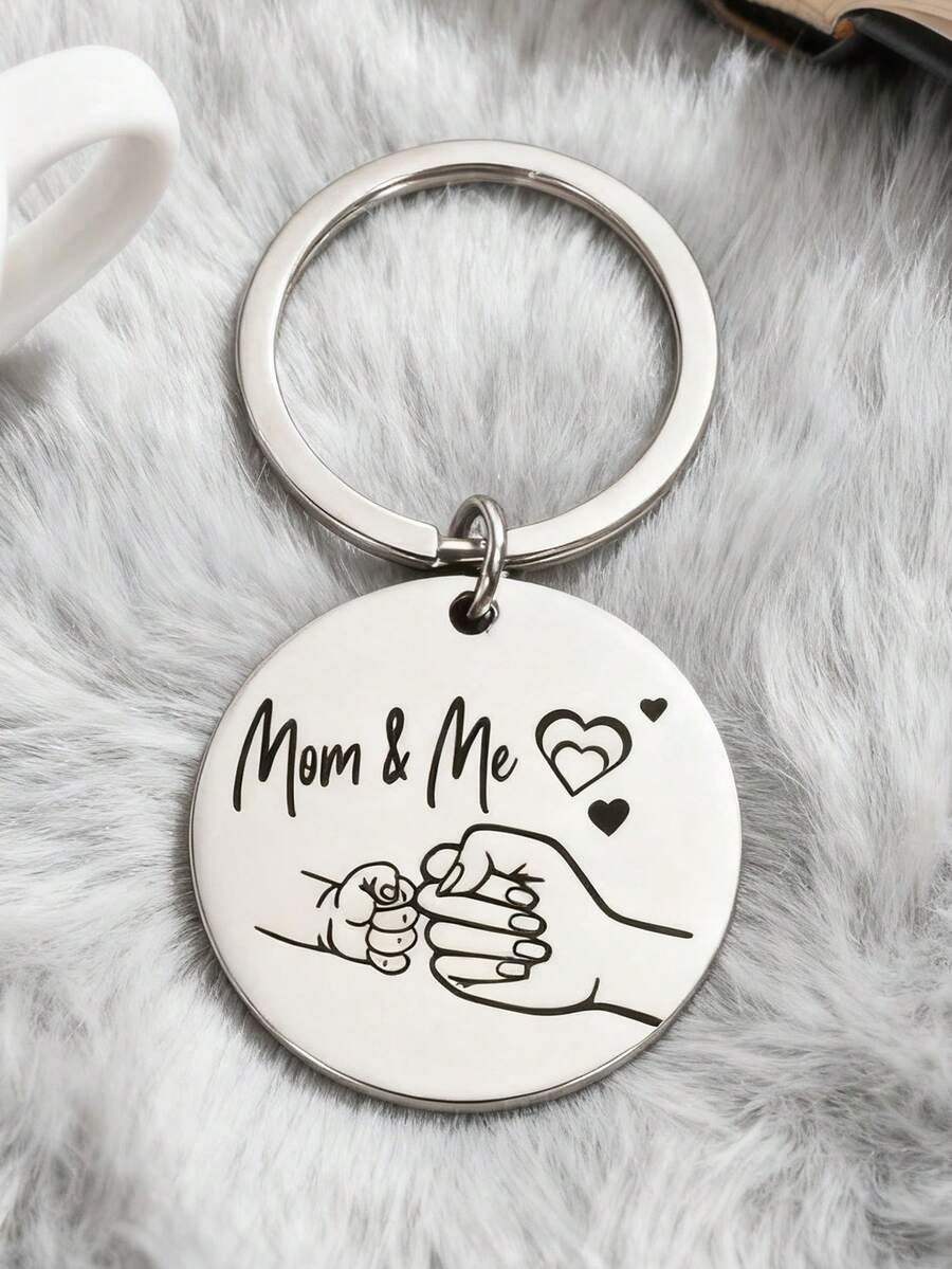 1 pieza Llavero especial de acero inoxidable, regalo del Día de la Madre de hijo/hija, regalo de llavero - Multicolor - Ver 1