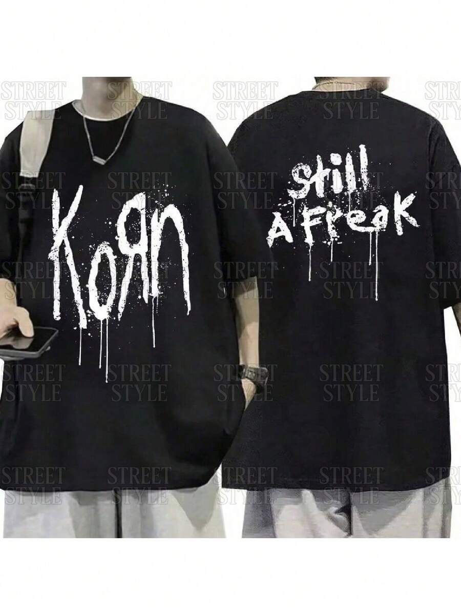 Korn Unisex Rock Music Band T-Shirt Men Women 100% Cotton Premium Streetwear Top New Release Immediate Shipping Various Colors!! Plus Size - màu đen - Xem 1