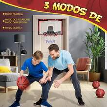 Canasta de Basquetbol para Niños, Canasta de Baloncesto Interior para Puerta con Luces LED Marcador Electrónico y 3 Balón, Baloncesto Juguetes para Niños y Adultos, Regalos de Cumpleaños Niño (Rojo)