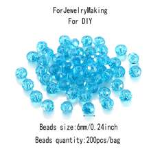200pcs/Bag 6mm Glass Beads/Holiday Beads/Glass Rondelle Beads/Glass Faceted Beads/Glass Spacer Beads For Earrings/ Bracelets/Anklets/Necklaces Jewelry Making/Xmas Tree Decoration/Holiday Decoration/Wedding Decoration/Window Decoration