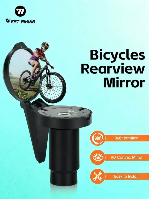 WEST BIKING Road Bike-Specific Bar End Plug Style Bicycle Rearview Mirror - Low-Profile Design, 120° Wide View Angle, Aerodynamic Shape, Lightweight Aluminum Base