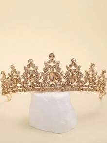 1 pieza Corona de estilo barroco de lujo con rhinestones dorados brillantes, accesorios para el cabello de princesa con cristales brillantes de alta gama para bodas, cumpleaños, actuaciones de danza, fiestas de coronación para adultos, regalos del Día de San Valentín