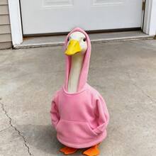 Porch Goose Outfit Fashion Solid Color Hip Hop Hoodie For Lawn Goose Statue, Patio Decoration - 粉色 - 查看 3
