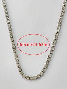 1pc Exquisite High-End Hip Hop Durable Sparkling Full Rhinestone Tennis Chain Necklace, Suitable For Men And Women, Ideal For Holidays, Parties, Daily Wear, Wonderful Gift For Halloween, Christmas, Thanksgiving, Birthday