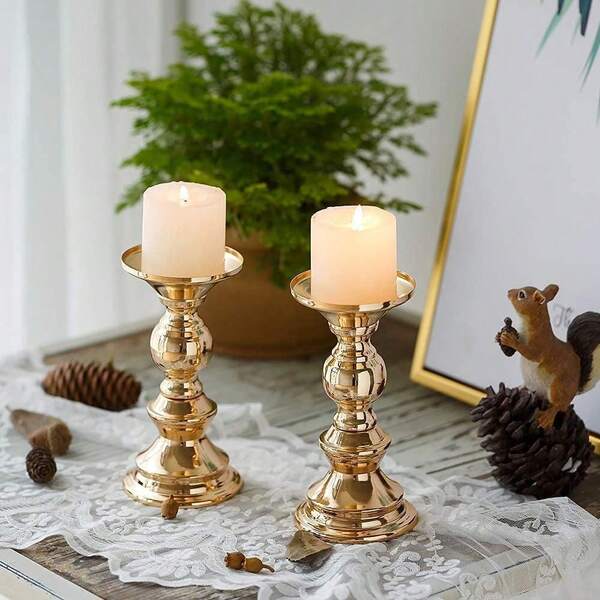 1pc/2pcs, Wedding Pillar Candle Holder, Wedding Centerpiece Metal Candlestick Candle Holder Decoration Perfect For Wedding Special Event Party Living Room (Candle Not Included)