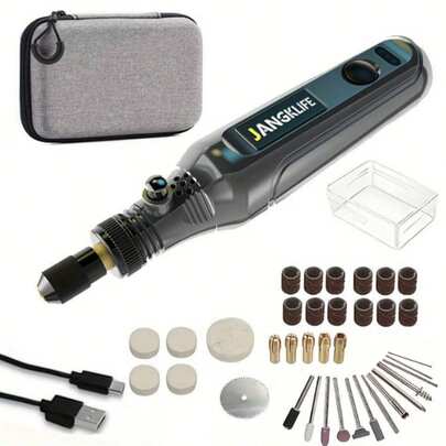 JANGKLIFE JANGKLIFE Mini Drill & Rotary Tool Kit - 36pcs Accessory Set With Flex Shaft, USB Rechargeable, 3 Speeds For DIY Crafts & Projects, Crafting, Multi-Tool