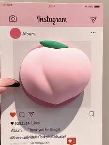 1pc New Flower & Puppy Peach Design MagSafe Magnetic Phone Holder, Strong Suction, Adjustable Desktop Air Cushion - Multicolor - View 15