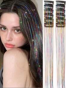 12 件套 BB 夹金属丝发饰 20 英寸闪光金属丝发夹 耐热假发 闪亮仙女发饰 - 彩色 - 查看 18