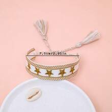 1pc Handmade Embroidered Pentagram Bracelet - Gold - View 5