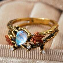 Nuevo anillo de diseño de hoja de arce vintage de moda, anillos únicos para mujeres - Multicolor - Ver 5