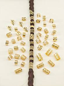 220 pezzi Elegante gioielleria per capelli in lega dorata - Anelli e braccialetti per capelli regolabili con disegni intricati, colore solido - Accessori ispirati al vintage per le acconciature di uomini e donne, come dreadlocks e trecce, calze natalizie, regali di Natale, regali per le donne, accessori per capelli, accessori da donna, regali di Natale per adulti, accessori per capelli, idee regalo per le donne, accessori per capelli di Natale