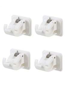 2 piezas Ganchos de resorte adhesivos resistentes, soporte de barra de cortina montado en pared para dormitorio, sala de estar, etc., accesorios para el hogar prácticos y decorativos