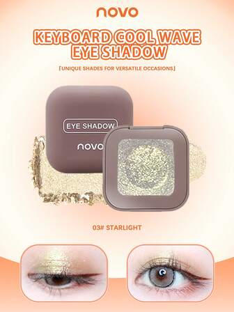 NOVO Sombra de ojos monocromática brillante, de textura cremosa, de larga duración, fácil de aplicar, iluminador, adecuado para uso diario, vacaciones, graduación, fiesta, maquillaje de escenario, festival de música