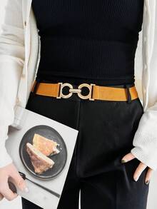 Symmetrical Buckle Elastic Belt Summer, School Fall, Autumn, Halloween - Black - View 7