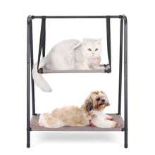 Wedyvko Double-Layer Cat Bed With Sturdy Frame - Adjustable 30lb Capacity, Perfect For Cats, SmallDogs, And Rabbits - Suspended Design For Easy Access -Ideal For Living Room, Bedroom, Or Pet Play Area - Khaki - View 7