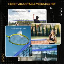 SOOZIER Portable Badminton Net, 14ft Volleyball Net, Foldable And Height Adjustable With Carry Bag, For Tennis, Badminton And Pickleball, Court Beach Backyard Games, Blue - Blue - View 4