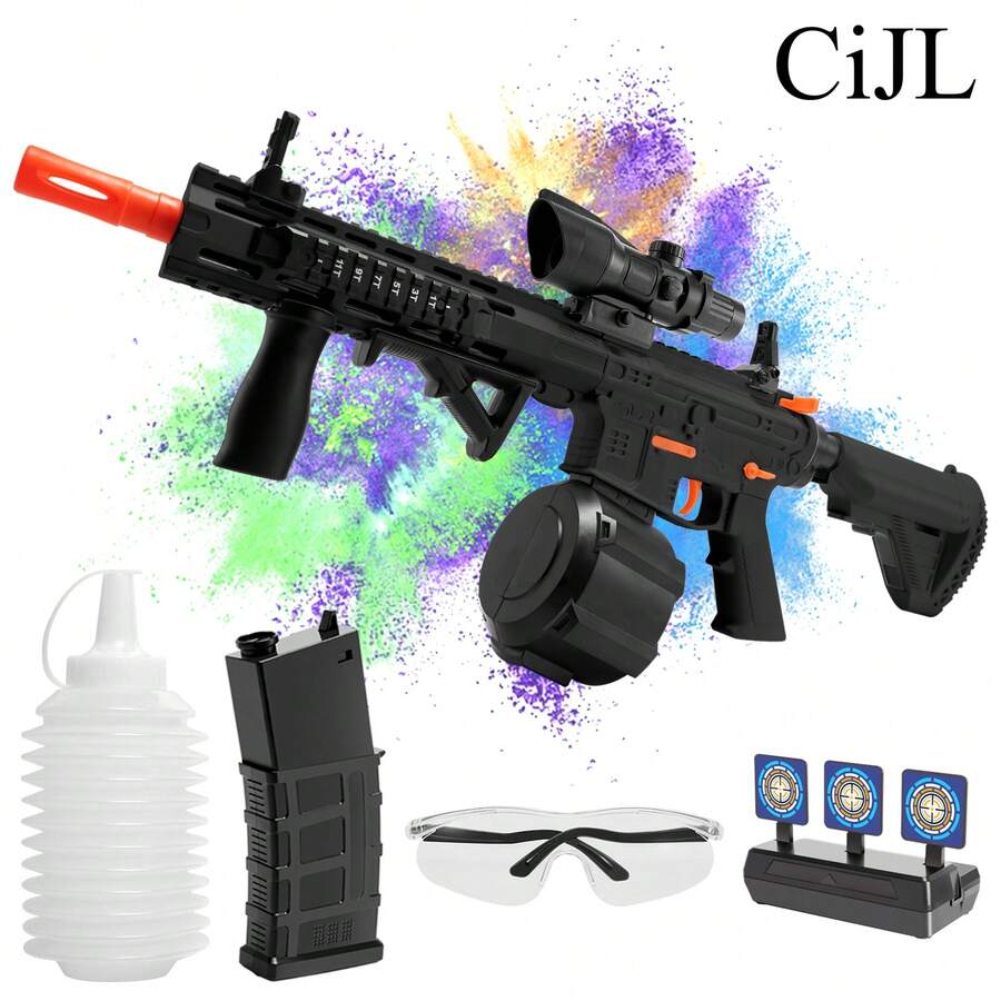 CiJL High Speed M416 Electric Gel Balls Blaster Gun Toys, Automatic And Manual Double Shooting Modes Water Bullets Splatter Toys With Large Magazine, Water Beads Gun Toys Suitable For Courtyard/Outdoor/Water Games/Beach/Party/Grass, Perfect For Outdoor Yard Activities Team Shooting Game, Adapt As Christmas/Birthday/Holidays/Festival Gifts, No Include Gel Balls - M416 đen - Xem 1