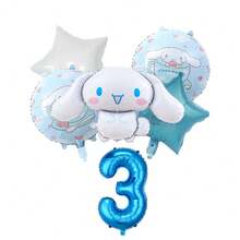 Conjunto de globos de Sanrio, Conjunto de globos con números de dibujos animados de Cinnamoroll, Globos de decoración para cumpleaños, aniversario y ceremonias de Cinnamoroll, Globos de decoración de fondo fotográfico de fiesta de Cinnamoroll, Conjunto de globos de lámina con números de Cinnamoroll