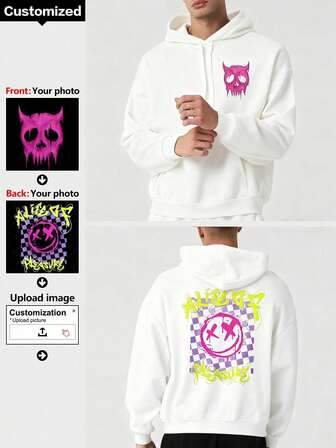 Manfinity Homme Oversized Men's Letter Printed Drawstring Hooded Sweatshirt