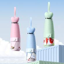 1pc Small & Cute Mini 5-Fold Fruit Portable Folding Umbrella, UPF50+ Sun Protection, Heart-Shaped Handle, Waterproof & Anti-UV, Capsule Umbrella, Mini Sun & Rain Umbrella