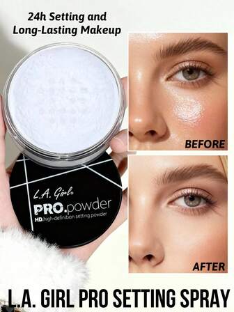 L.A. Girl PRO Setting Spray, Oil-Control Translucent Loose Powder, Pore-Less Flawless Smoothing Powder, Water And Sweat Resistant, Prevents Makeup Smudging, Oil Control, Fine Powder, 24h Makeup Hold, Matte Finish
