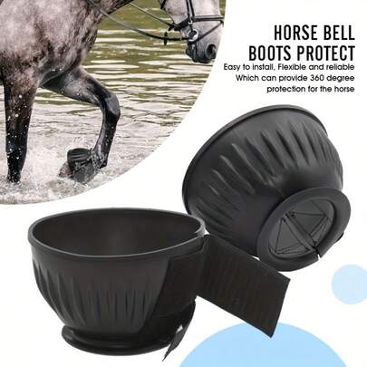 1pc Black Rubber Horse Hoof Protector - Isolates Dirt And Manure, Durable Rubber Hoof Boots, Premium Rubber Hoof Guard, Keeps Hooves Clean And Dry, Prevents Inflammation And Slipping, Enhances Training And Riding Protection - Anti-Slip, Wear-Resistant, Black