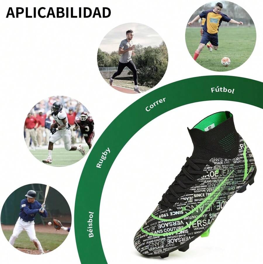 Bulamall Zapatos de Fútbol para Hombre, Profesionales Zapatillas de Deporte Adulta, Tacos de Fútbol para Entrenar al Aire Libre, Atletismo Interiores y Exteriores - Blanco-FG - Ver 1