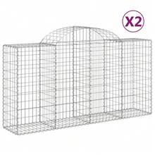 vidaXL 2 Stück Gabionen mit Hochbogen 200x50x100/120cm aus verzinktem Eisen