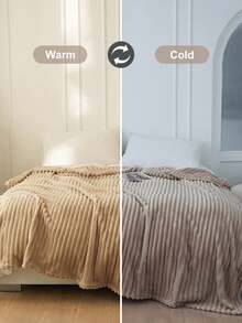 1pc Solid Color Blanket, Lightweight Bedding, Cozy Blanket, Dorm Bedding, No Shedding And Easy Care, Soft & Fuzzy Blanket, Simple Style Home Textile, Living Room, Decorative Blanket For Bed, Couch, Sofa, Back To School, All Seasons, Machine Washable - Khaki - View 7