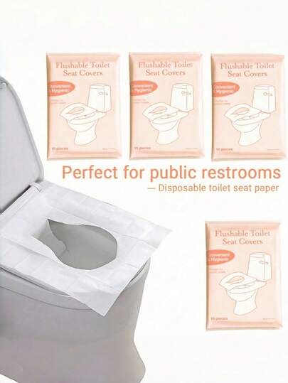 10/20/30/50/100 Unidades Cubiertas desechables para asiento de inodoro - Cojines higiénicos portátiles para asiento de inodoro envueltos individualmente, ajuste cómodo y suave para la mayoría de los inodoros, para viajes, campamentos, hoteles y baños públicos - Protección higiénica, diseño de transporte conveniente, duradero y fácil de usar, esenciales para avión y campamento, protección de un solo uso, suministros de hotel, artículos esenciales de viaje