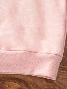 1 pieza Sudadera con capucha forrada de felpa para niña preadolescente, ropa de estudiante de invierno cálida, adecuada para niños, parte superior de manga larga para otoño/invierno